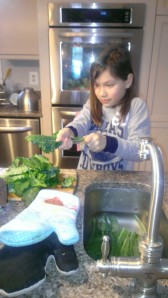 Me prepping the kale